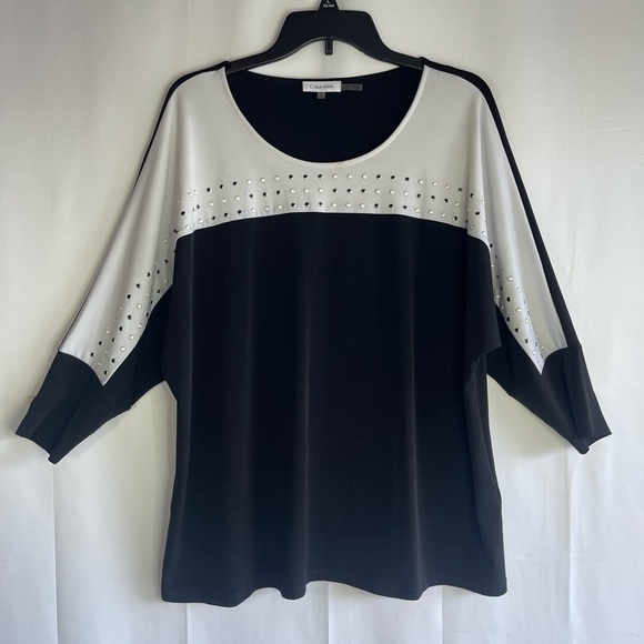 Calvin Klein Tops - Calvin Klein Black and White Studded Blouse
